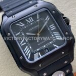 BV Factory Cartier Santos WSSA0039 39.8mm Steel Rubber Strap Roman Numerals Black Dial (5) BV Factory Cartier Santos WSSA0039 39.8mm Black Steel Rubber Strap Roman Numerals Black Dial