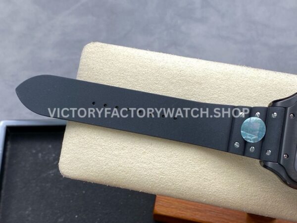 BV Factory Cartier Santos WSSA0039 39.8mm Steel Rubber Strap Roman Numerals Black Dial (6) BV Factory Cartier Santos WSSA0039 39.8mm Black Steel Rubber Strap Roman Numerals Black Dial
