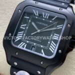 BV Factory Cartier Santos WSSA0039 39.8mm Steel Rubber Strap Roman Numerals Black Dial (7) BV Factory Cartier Santos WSSA0039 39.8mm Black Steel Rubber Strap Roman Numerals Black Dial