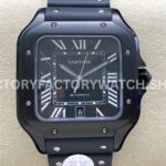BV Factory Cartier Santos WSSA0039 39.8mm Steel Rubber Strap Roman Numerals Black Dial (8) BV Factory Cartier Santos WSSA0039 black dial rubber strap