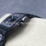 BV Factory Cartier Santos WSSA0039 39.8mm Steel Rubber Strap Roman Numerals Black Dial (9) BV Factory Cartier Santos WSSA0039 39.8mm Black Steel Rubber Strap Roman Numerals Black Dial