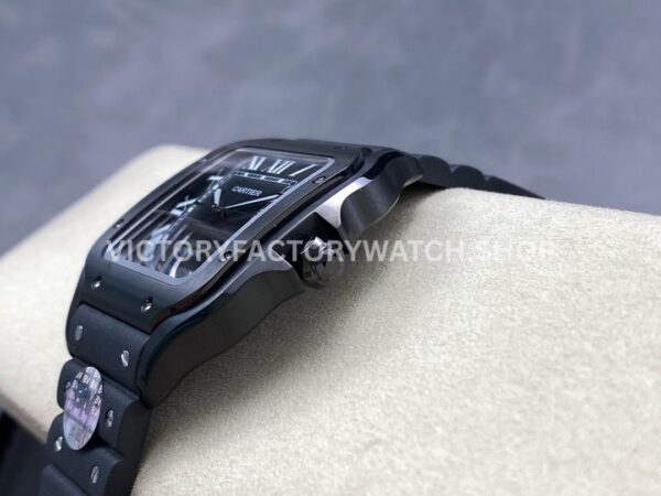 BV Factory Cartier Santos WSSA0039 39.8mm Steel Rubber Strap Roman Numerals Black Dial (9) BV Factory Cartier Santos WSSA0039 39.8mm Black Steel Rubber Strap Roman Numerals Black Dial