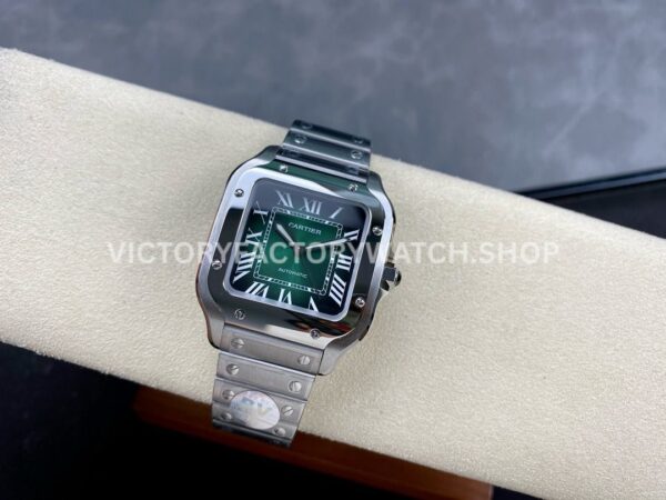 BV Factory Cartier Santos WSSA0061 35.1mm Full Steel Roman Numerals Green Dial (1) BV Factory Cartier Santos WSSA0061 35.1mm Full Steel Roman Numerals Green Dial