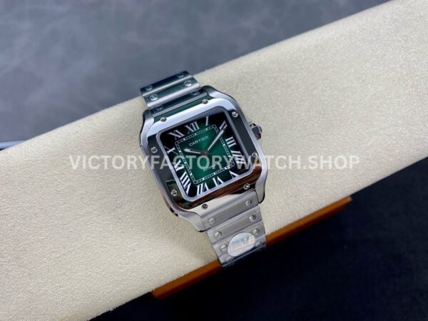 BV Factory Cartier Santos WSSA0061 35.1mm Full Steel Roman Numerals Green Dial (3) BV Factory Cartier Santos WSSA0061 35.1mm Full Steel Roman Numerals Green Dial