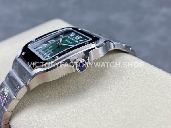 BV Factory Cartier Santos WSSA0061 35.1mm Full Steel Roman Numerals Green Dial (7) BV Factory Cartier Santos WSSA0061 35.1mm Full Steel Roman Numerals Green Dial