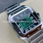 BV Factory Cartier Santos WSSA0061 35.1mm Full Steel Roman Numerals Green Dial (8) BV Factory Cartier Santos WSSA0061 35.1mm Full Steel Roman Numerals Green Dial