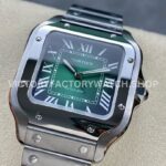 BV Factory Cartier Santos WSSA0061 35.1mm Full Steel Roman Numerals Green Dial (9) BV Factory Cartier Santos WSSA0061 35.1mm Full Steel Roman Numerals Green Dial