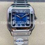 BV Factory Cartier Santos WSSA0063 35.1mm Full Steel Roman Numerals Blue Dial (1) BV Factory Cartier Santos WSSA0063 blue dial full steel