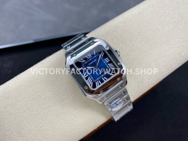 BV Factory Cartier Santos WSSA0063 35.1mm Full Steel Roman Numerals Blue Dial (3) BV Factory Cartier Santos WSSA0063 35.1mm Full Steel Roman Numerals Blue Dial