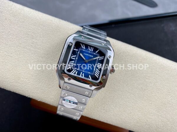 BV Factory Cartier Santos WSSA0063 35.1mm Full Steel Roman Numerals Blue Dial (6) BV Factory Cartier Santos WSSA0063 35.1mm Full Steel Roman Numerals Blue Dial
