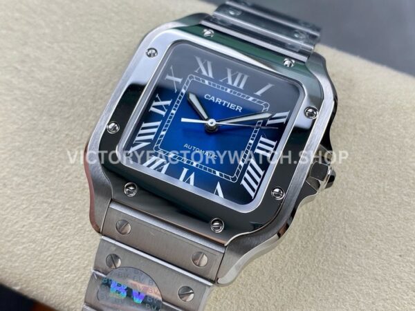 BV Factory Cartier Santos WSSA0063 35.1mm Full Steel Roman Numerals Blue Dial (9) BV Factory Cartier Santos WSSA0063 35.1mm Full Steel Roman Numerals Blue Dial