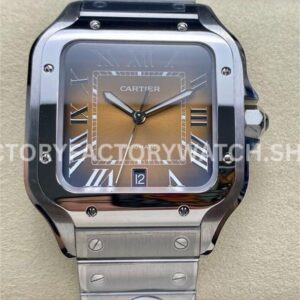 BV Factory Cartier Santos WSSA0064 39.8mm Full Steel Roman Numerals Brown Dial (3) BV Factory Cartier Santos WSSA0064 brown dial steel bracelet