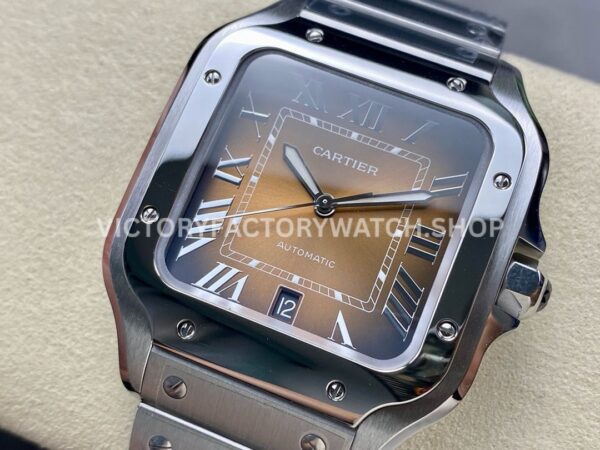 BV Factory Cartier Santos WSSA0064 39.8mm Full Steel Roman Numerals Brown Dial