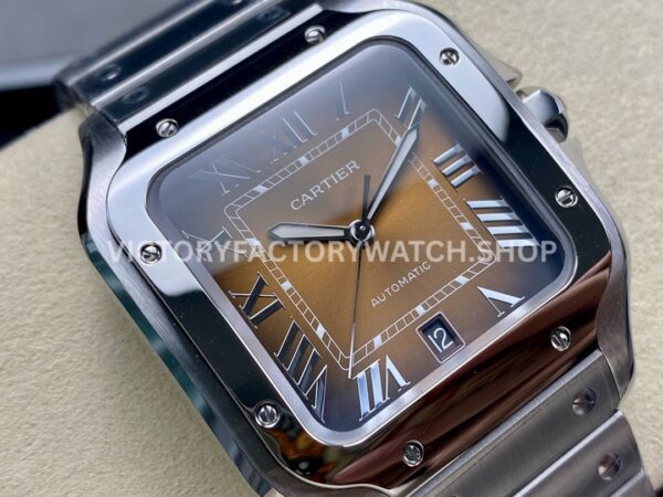 BV Factory Cartier Santos WSSA0064 39.8mm Full Steel Roman Numerals Brown Dial
