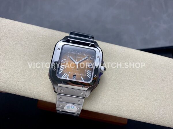 BV Factory Cartier Santos WSSA0064 39.8mm Full Steel Roman Numerals Brown Dial