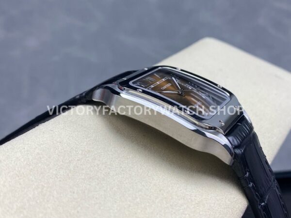 BV Factory Cartier Santos WSSA0064 39.8mm Steel Leather Strap Roman Numerals Brown Dial (2) BV Factory Cartier Santos WSSA0064 39.8mm Steel Leather Strap Roman Numerals Brown Dial