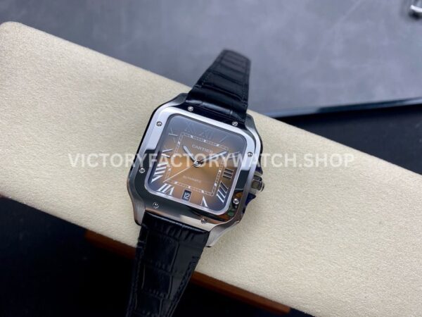 BV Factory Cartier Santos WSSA0064 39.8mm Steel Leather Strap Roman Numerals Brown Dial (5) BV Factory Cartier Santos WSSA0064 39.8mm Steel Leather Strap Roman Numerals Brown Dial