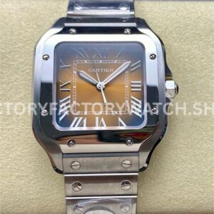 BV Factory Cartier Santos WSSA0065 35.1mm Full Steel Roman Numerals Brown Dial (6) BV Factory Cartier Santos WSSA0065 brown dial steel bracelet