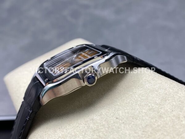BV Factory Cartier Santos WSSA0065 35.1mm Steel Leather Strap Roman Numerals Brown Dial (1) BV Factory Cartier Santos WSSA0065 35.1mm Steel Leather Strap Roman Numerals Brown Dial