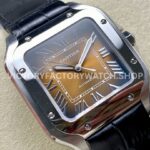 BV Factory Cartier Santos WSSA0065 35.1mm Steel Leather Strap Roman Numerals Brown Dial (4) BV Factory Cartier Santos WSSA0065 35.1mm Steel Leather Strap Roman Numerals Brown Dial