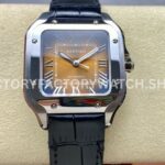 BV Factory Cartier Santos WSSA0065 35.1mm Steel Leather Strap Roman Numerals Brown Dial (9) BV Factory Cartier Santos WSSA0065 brown dial leather strap