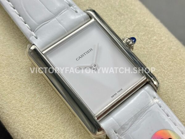 DR Factory Cartier Tank Louis Cartier Special Edition 22mm Steel White Leather Strap White Dial (1) DR Factory Cartier Tank Louis Cartier Special Edition 22mm Steel White Leather Strap White Dial