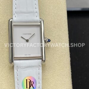 DR Factory Cartier Tank Louis Cartier Special Edition 22mm Steel White Leather Strap White Dial (5) DR Factory Cartier Tank Louis Special Edition white dial leather strap