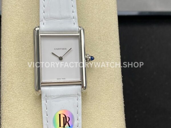DR Factory Cartier Tank Louis Cartier Special Edition 22mm Steel White Leather Strap White Dial (5) DR Factory Cartier Tank Louis Special Edition white dial leather strap
