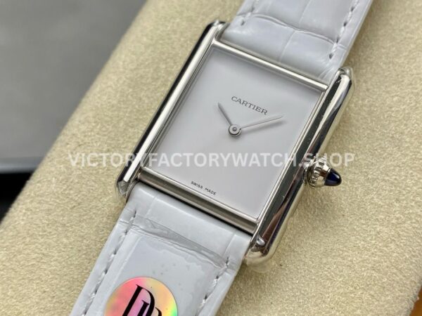 DR Factory Cartier Tank Louis Cartier Special Edition 22mm Steel White Leather Strap White Dial (8) DR Factory Cartier Tank Louis Cartier Special Edition 22mm Steel White Leather Strap White Dial