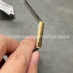 DR Factory Cartier Tank Louis WGTA0091 25.5mm Rose Gold Black Leather Strap Black Dial