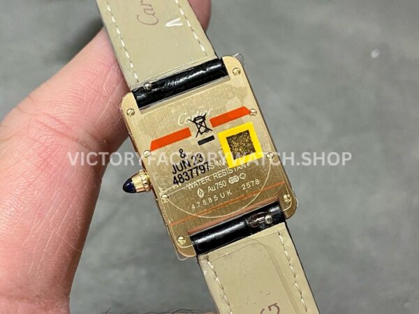 DR Factory Cartier Tank Louis WGTA0091 25.5mm Rose Gold Black Leather Strap Black Dial