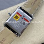 DR Factory Cartier Tank Louis WSTA0071 22mm Steel Black Leather Strap Black Dial