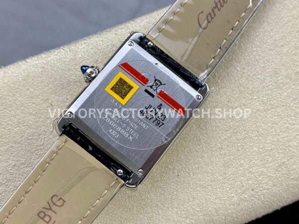 DR Factory Cartier Tank Louis WSTA0071 22mm Steel Black Leather Strap Black Dial