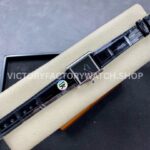 DR Factory Cartier Tank Louis WSTA0071 22mm Steel Black Leather Strap Black Dial