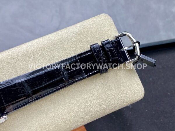 DR Factory Cartier Tank Louis WSTA0071 22mm Steel Black Leather Strap Black Dial