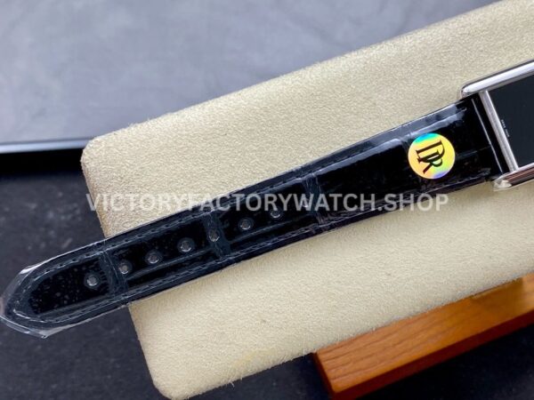 DR Factory Cartier Tank Louis WSTA0071 22mm Steel Black Leather Strap Black Dial