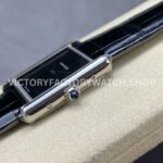 DR Factory Cartier Tank Louis WSTA0071 22mm Steel Black Leather Strap Black Dial