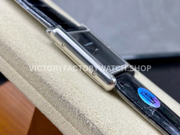 DR Factory Cartier Tank Louis WSTA0071 22mm Steel Black Leather Strap Black Dial