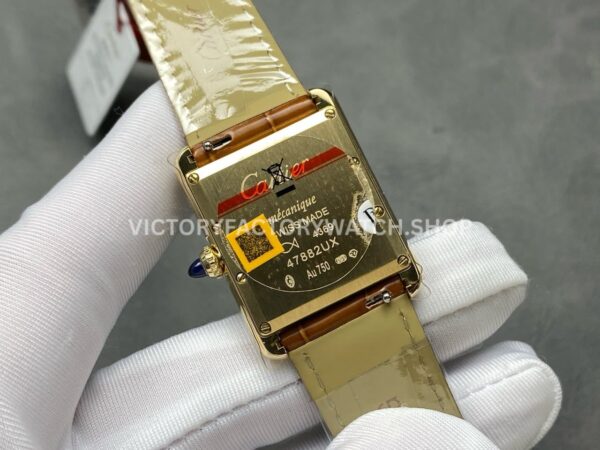 DR Factory Cartier Tank Louis W1529756 25.5mm Yellow Gold Brown Leather Strap Roman numerals Silver Dial (1) DR Factory Cartier Tank Louis W1529756 25.5mm Yellow Gold Brown Leather Strap Roman numerals Silver Dial