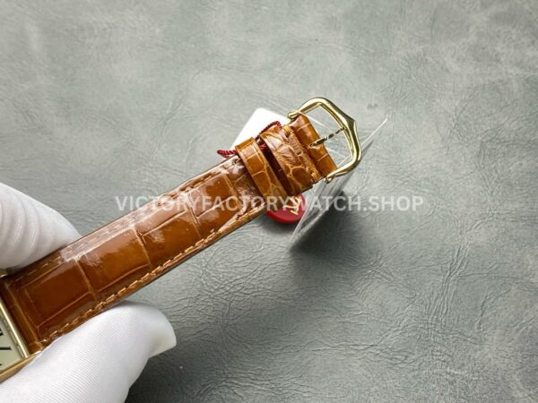 DR Factory Cartier Tank Louis W1529756 25.5mm Yellow Gold Brown Leather Strap Roman numerals Silver Dial (10) DR Factory Cartier Tank Louis W1529756 25.5mm Yellow Gold Brown Leather Strap Roman numerals Silver Dial
