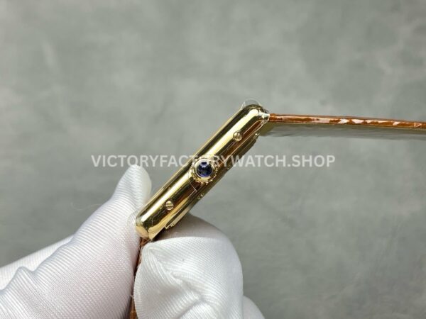 DR Factory Cartier Tank Louis W1529756 25.5mm Yellow Gold Brown Leather Strap Roman numerals Silver Dial (2) DR Factory Cartier Tank Louis W1529756 25.5mm Yellow Gold Brown Leather Strap Roman numerals Silver Dial