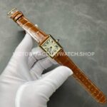 DR Factory Cartier Tank Louis W1529756 25.5mm Yellow Gold Brown Leather Strap Roman numerals Silver Dial (4) DR Factory Cartier Tank Louis W1529756 25.5mm Yellow Gold Brown Leather Strap Roman numerals Silver Dial