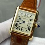 DR Factory Cartier Tank Louis W1529756 25.5mm Yellow Gold Brown Leather Strap Roman numerals Silver Dial (5) DR Factory Cartier Tank Louis W1529756 25.5mm Yellow Gold Brown Leather Strap Roman numerals Silver Dial