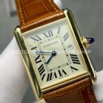 DR Factory Cartier Tank Louis W1529756 25.5mm Yellow Gold Brown Leather Strap Roman numerals Silver Dial (6) DR Factory Cartier Tank Louis W1529756 25.5mm Yellow Gold Brown Leather Strap Roman numerals Silver Dial