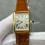 DR Factory Cartier Tank Louis W1529756 25.5mm Yellow Gold Brown Leather Strap Roman numerals Silver Dial (8) DR Factory Cartier Tank Louis W1529756 silver dial brown leather strap