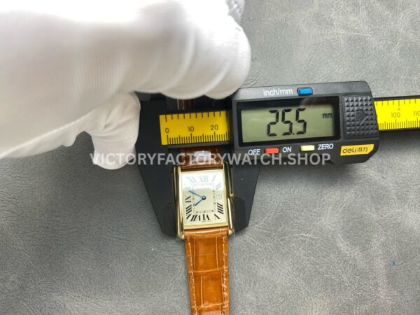 DR Factory Cartier Tank Louis W1529756 25.5mm Yellow Gold Brown Leather Strap Roman numerals Silver Dial (9) DR Factory Cartier Tank Louis W1529756 25.5mm Yellow Gold Brown Leather Strap Roman numerals Silver Dial