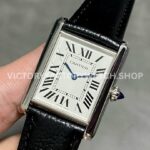 DR Factory Cartier Tank Louis WSTA0042 22mm Steel Black Leather Strap Roman numerals Silver Dial (5) DR Factory Cartier Tank Louis WSTA0042 22mm Steel Black Leather Strap Roman numerals Silver Dial