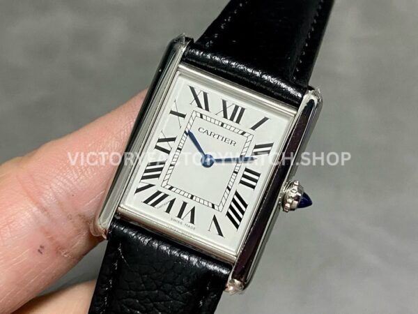 DR Factory Cartier Tank Louis WSTA0042 22mm Steel Black Leather Strap Roman numerals Silver Dial (5) DR Factory Cartier Tank Louis WSTA0042 22mm Steel Black Leather Strap Roman numerals Silver Dial