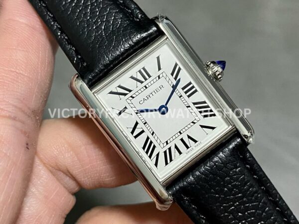 DR Factory Cartier Tank Louis WSTA0042 22mm Steel Black Leather Strap Roman numerals Silver Dial (6) DR Factory Cartier Tank Louis WSTA0042 22mm Steel Black Leather Strap Roman numerals Silver Dial