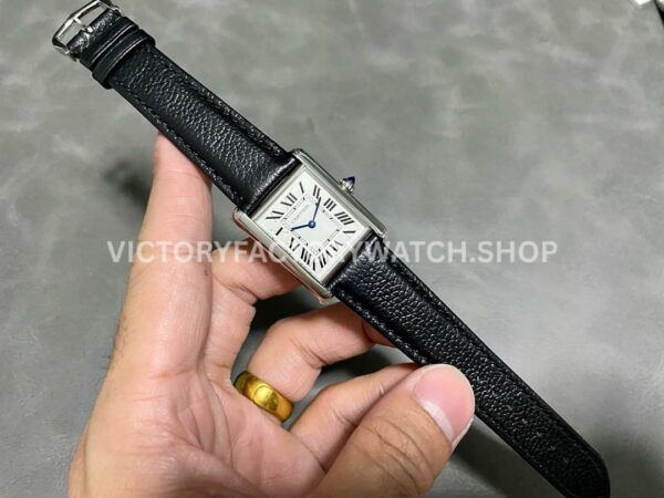 DR Factory Cartier Tank Louis WSTA0042 22mm Steel Black Leather Strap Roman numerals Silver Dial (7) DR Factory Cartier Tank Louis WSTA0042 22mm Steel Black Leather Strap Roman numerals Silver Dial